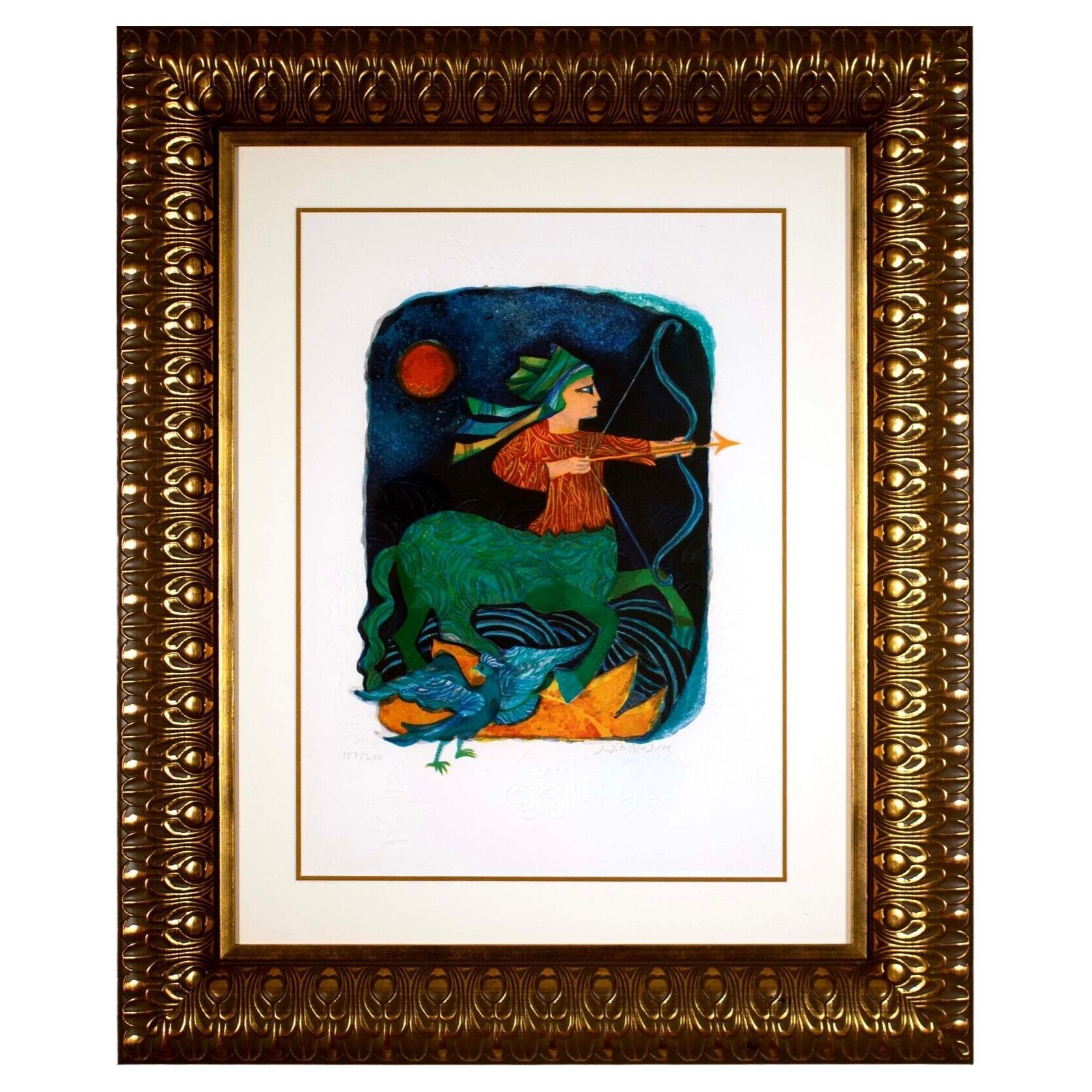 Contemporary Modern Judith Bledsoe "Sagittarius" Framed Lithograph For Sale