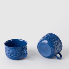 Contemporary Modern, Justine Porcelain Cappuccino Cup with Handle, Navy