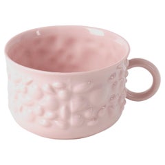 Contemporary Modern, Justine Porcelain Cappuccino Cup with Handle, Pink