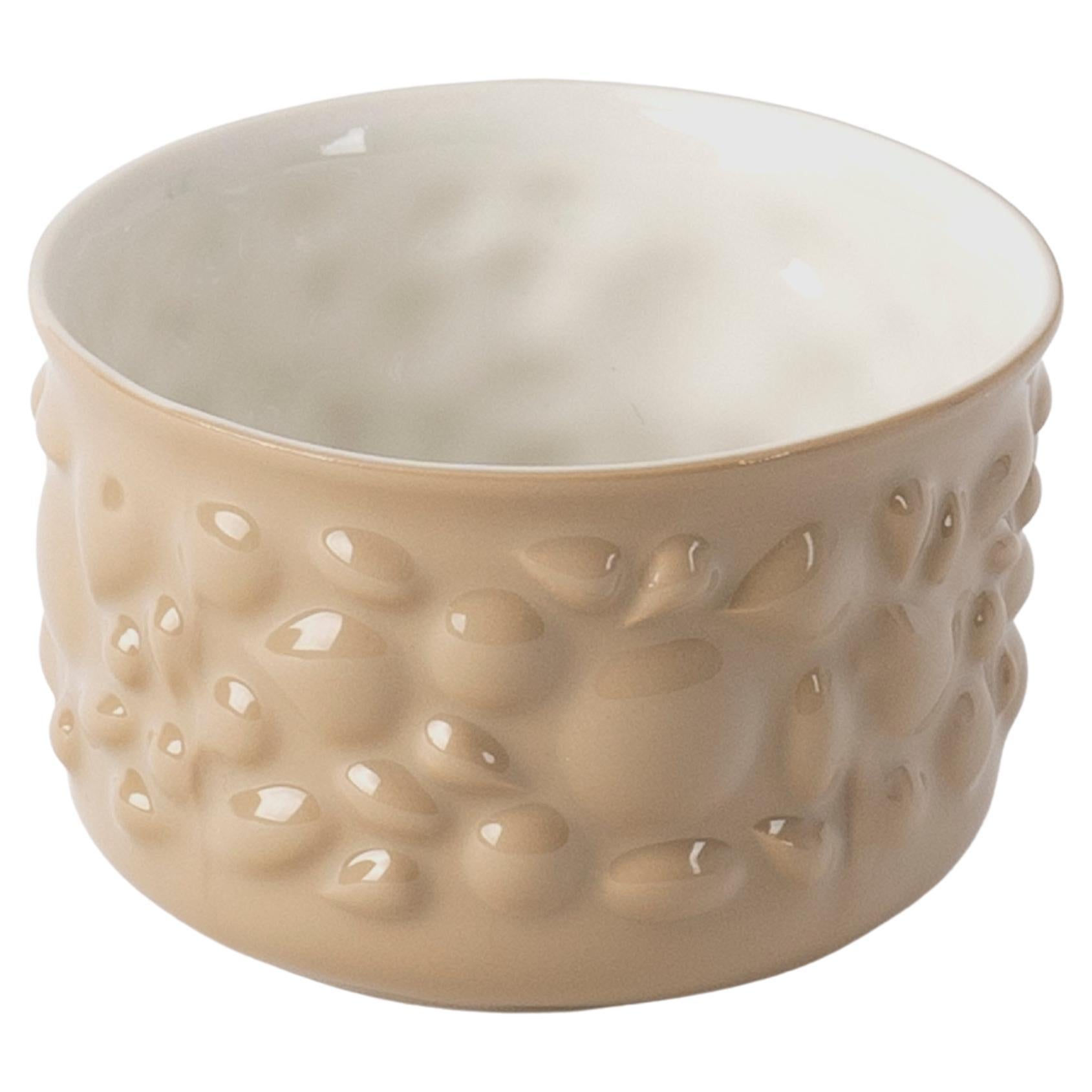 Tasse à café contemporaine moderne en porcelaine Justine sans poignée, beige