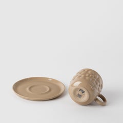 Contemporary Modern, Justine Porcelain Coffee Cup & Saucer 100 ml, Beige & White