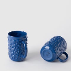 Contemporary Modern, Justine Porcelain Latte Cup with Handle, Navy