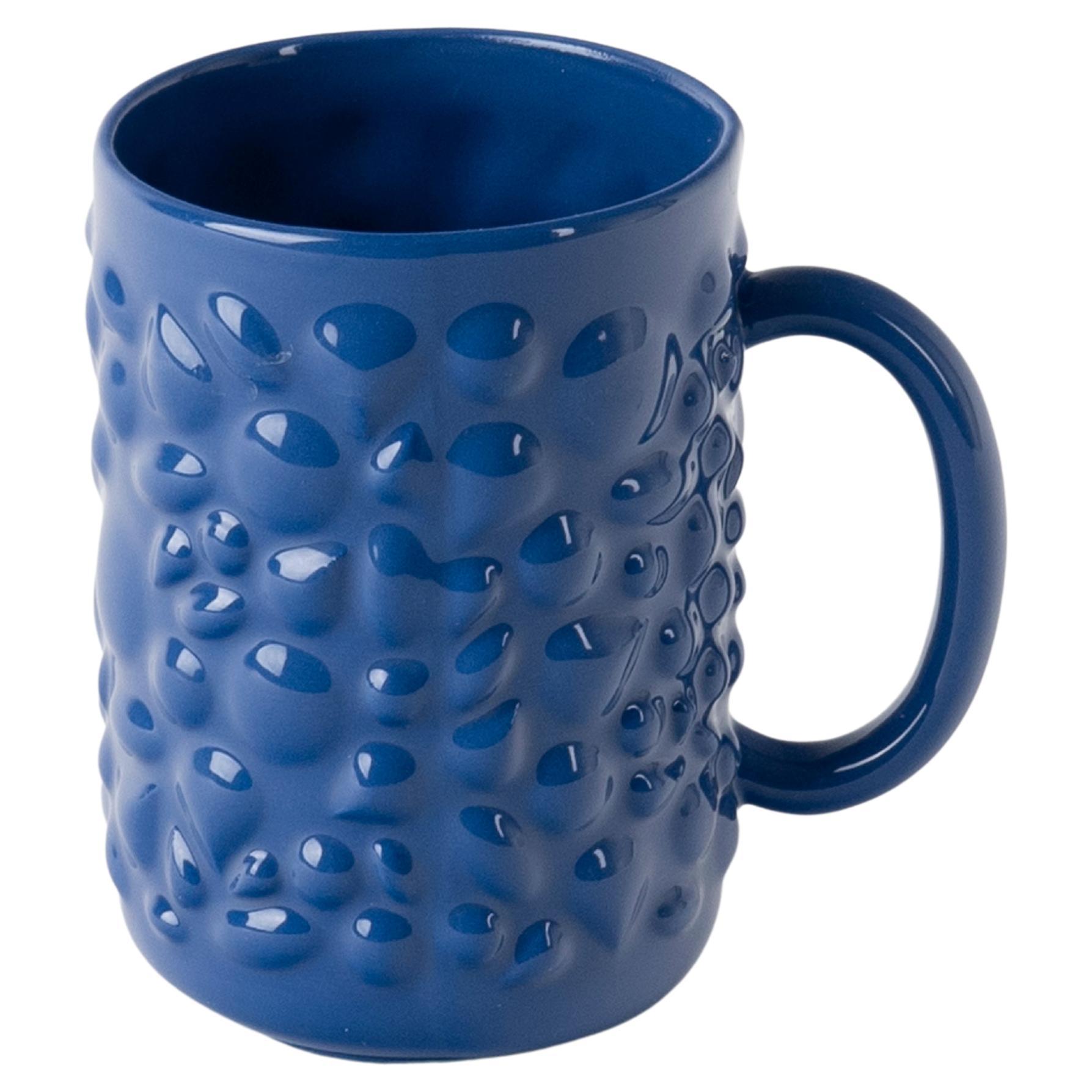 Tasse à thé contemporaine moderne en porcelaine Justine avec poignée, bleu marine