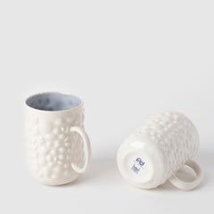 Tazza da latte in porcellana Justine, moderna e contemporanea, con manico, bianca e blu