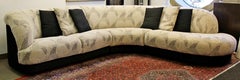 Contemporary Modern 3-Piece Curved Sectional Sofa 1980s Gray Black