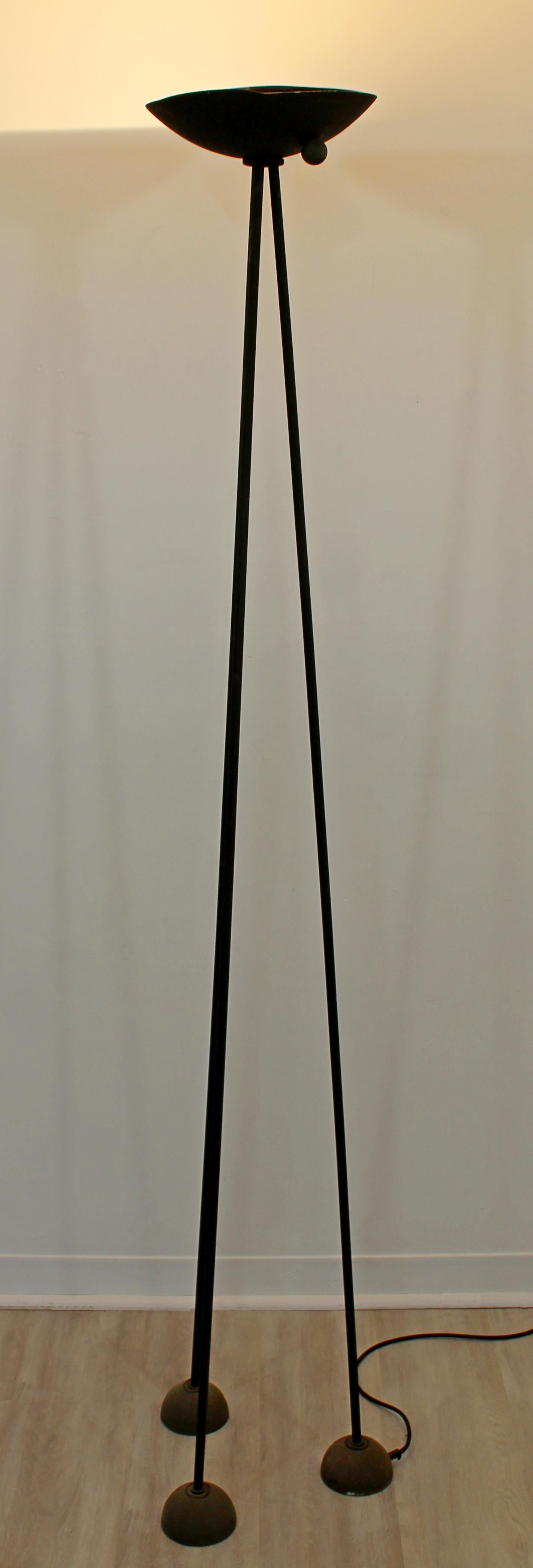 American Contemporary Modern Koch & Lowy Torchiere Tripod Metal Floor Lamp, 1980s