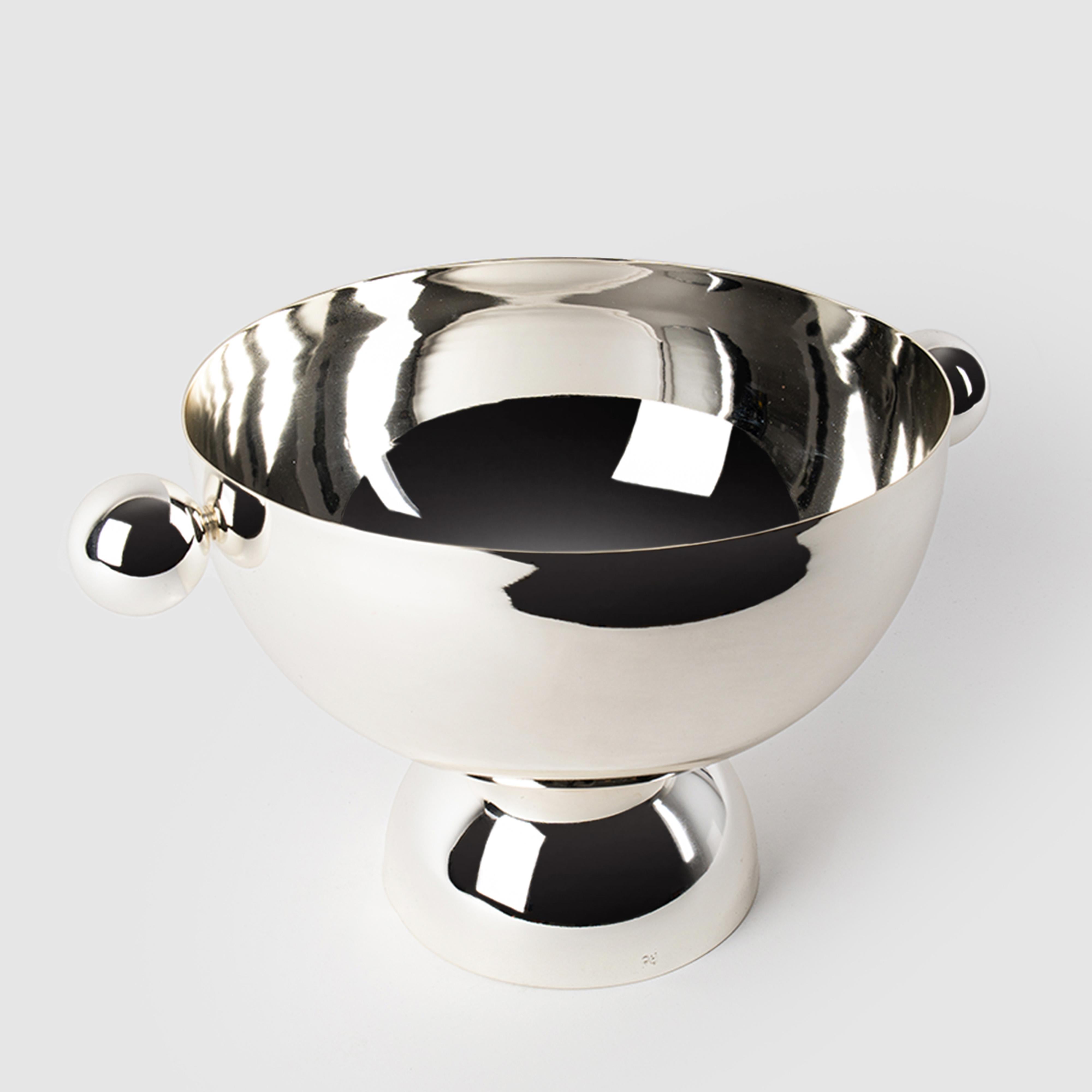 Turkish Contemporary Modern, Kubbe Champagne Bucket, Varnished Silver-Nickel Plated For Sale