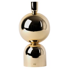 Contemporary Modern, Kubbe Large Candleholder, Varnished Brass