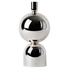 Contemporary Modern, Kubbe Large Candleholder, Varnished Silver-Nickel Plated