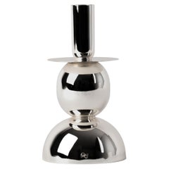 Contemporary Modern, Kubbe Large Candleholder, Varnished Silver-Nickel Plated