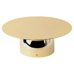 Contemporary Modern, Kubbe Large Round Cake Stand, Varnished Brass Plated