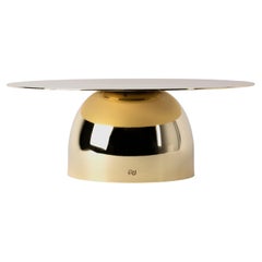 Contemporary Modern, Kubbe Large Round Cake Stand, Varnished Brass Plated