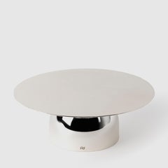 Contemporary Modern, Kubbe Large Round Cake Stand, Varnished SilverNickel Plated
