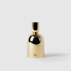Contemporary Modern, Kubbe Minimal Candleholder, Varnished Brass