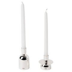 Moderno Contemporáneo, Portavelas Kubbe Minimal, Chapado en Plata-Níquel, Set de 2