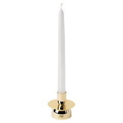 Contemporary Modern, Kubbe Minimal Round Candleholder, Varnished Brass