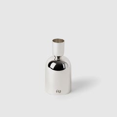 Contemporary Modern, Kubbe Round Candleholder, Varnished Silver-Nickel Plated