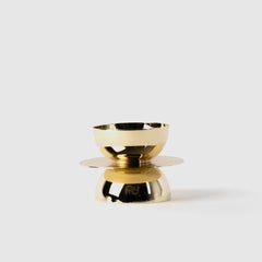 Contemporary Modern, Kubbe Round Minimal Tealight Holder, Varnished Brass
