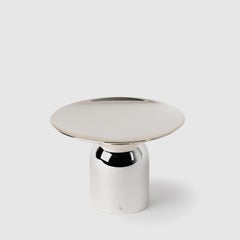 Contemporary Modern, Kubbe Round Platter, Varnished Silver-Nickel Plated