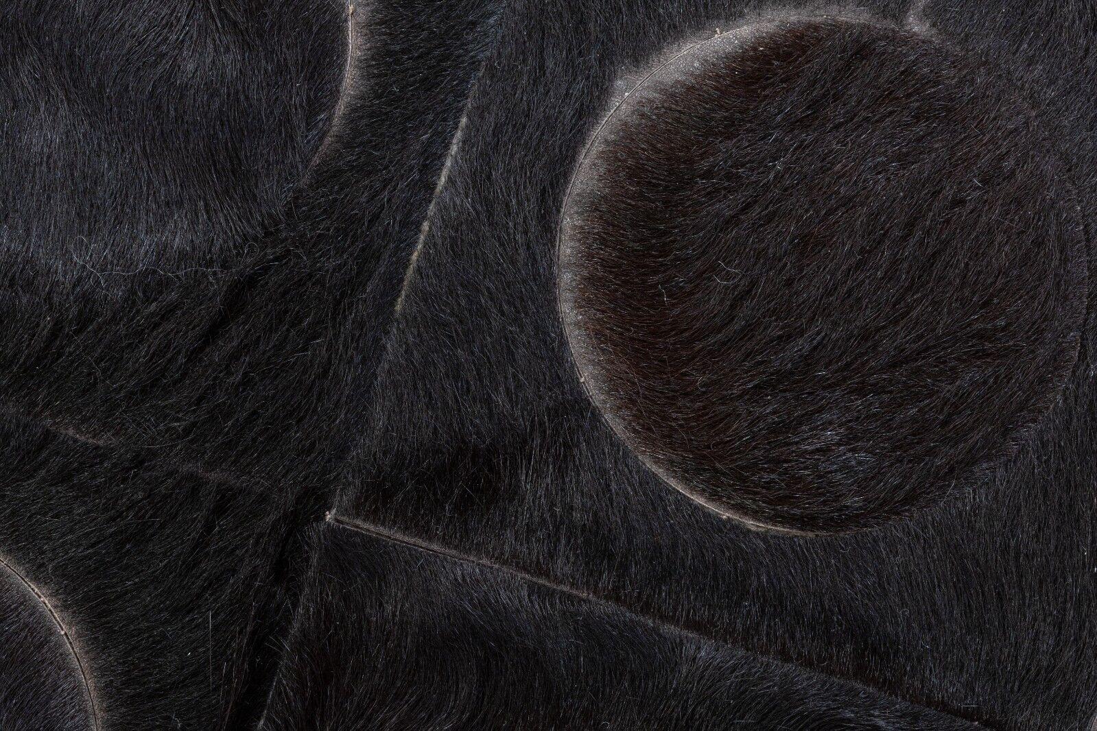 Contemporary Modern Kyle Bunting Hand Made Italian Black Geometric Fur Rug For Sale 1
