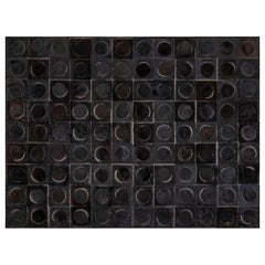 Tapis de fourrure géométrique noir contemporain et moderne The Moderns Bunting Hand Made Italian