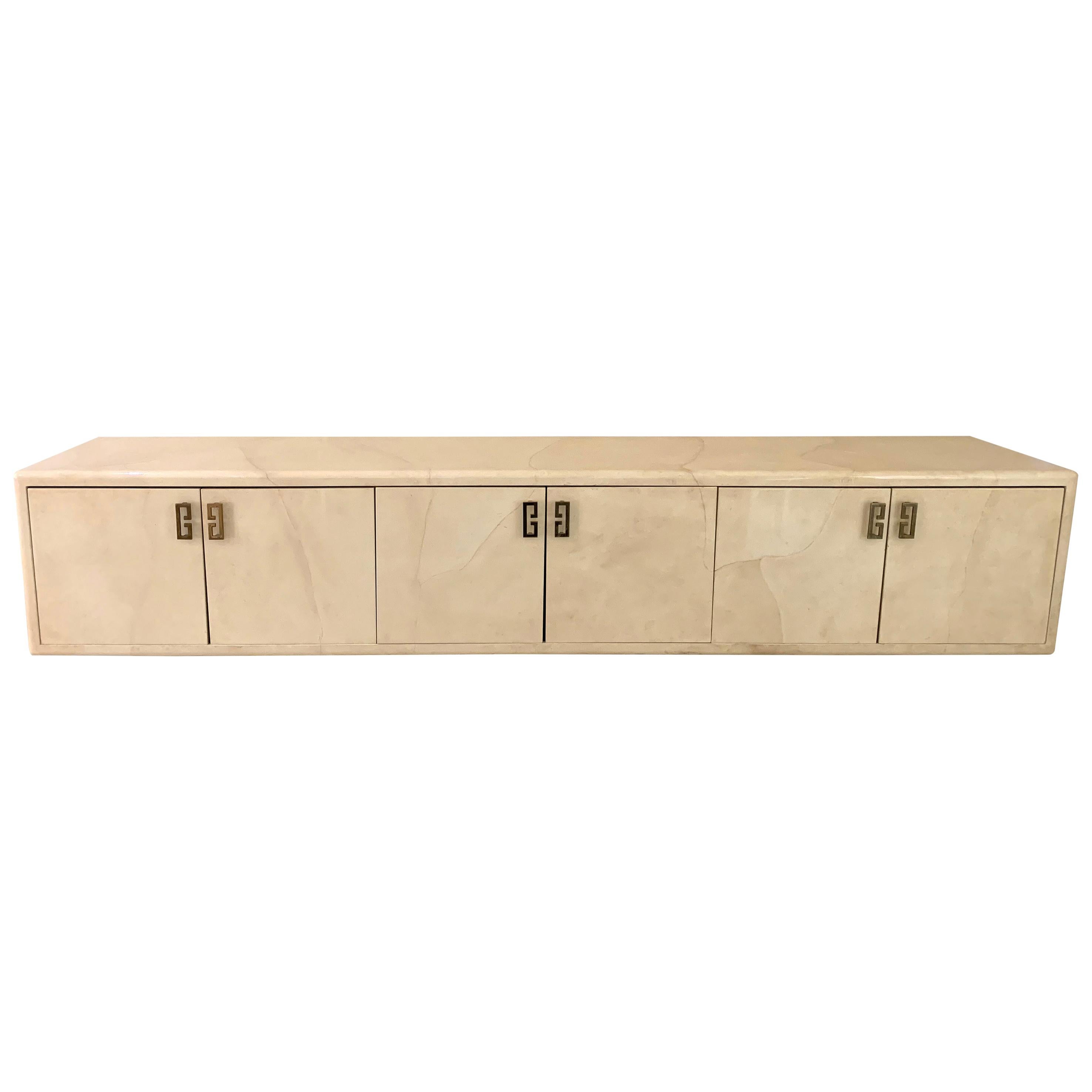 Contemporary Modern Lacquered Wall Mounted Floating Credenza Karl Springer Era