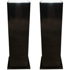 Contemporary Modern Lacquered Wood Lighted Pedestals