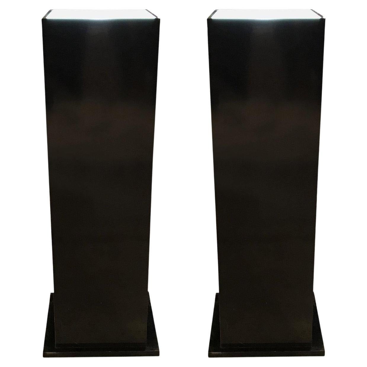 Contemporary Modern Lacquered Wood Lighted Pedestals For Sale