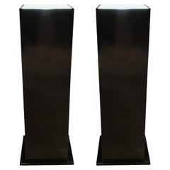 Contemporary Modern Lacquered Wood Lighted Pedestals