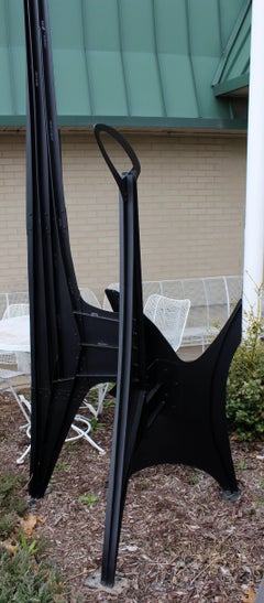 Contemporary Modern Large Black Abstract Outdoor Steel Floor Sculpture Signed
