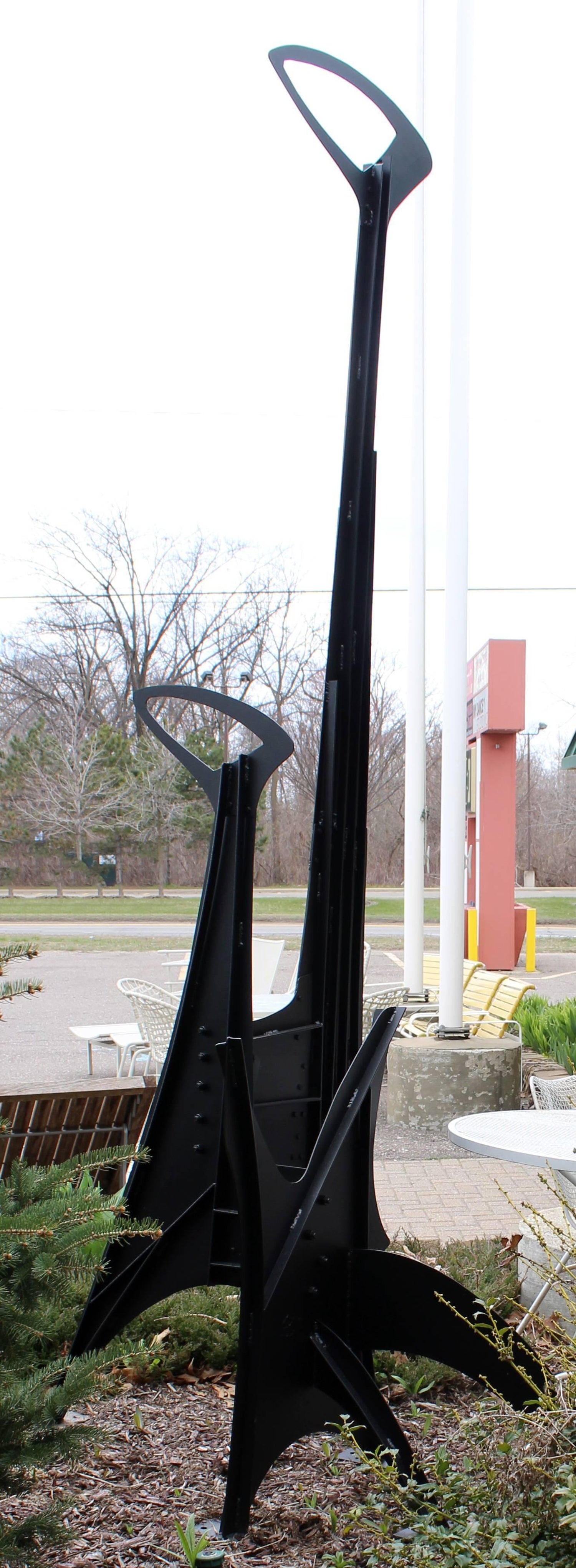 Contemporary Modern Large Black Abstract Outdoor Steel Floor