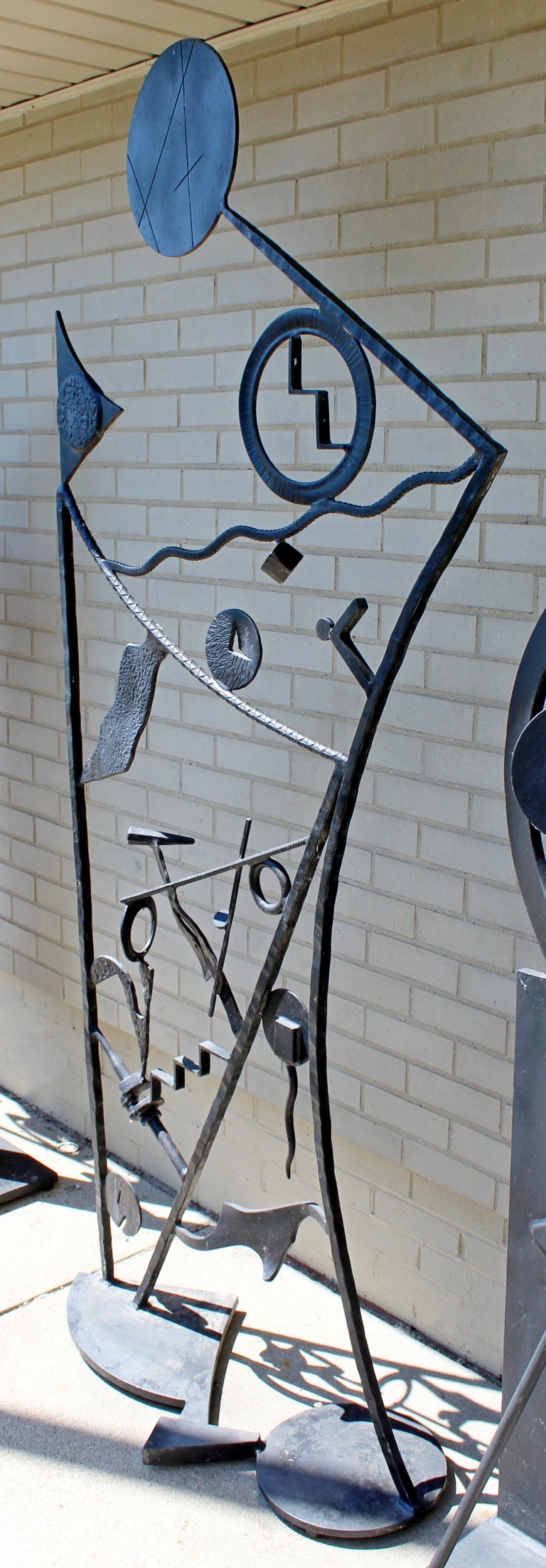 Contemporary Modern Large Black Metal Abstract Floor Sculpture