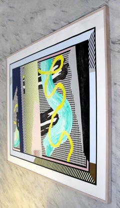Contemporary Modern Large Framed Colored Serigraph Signed Roy Lichtenstein, 1990