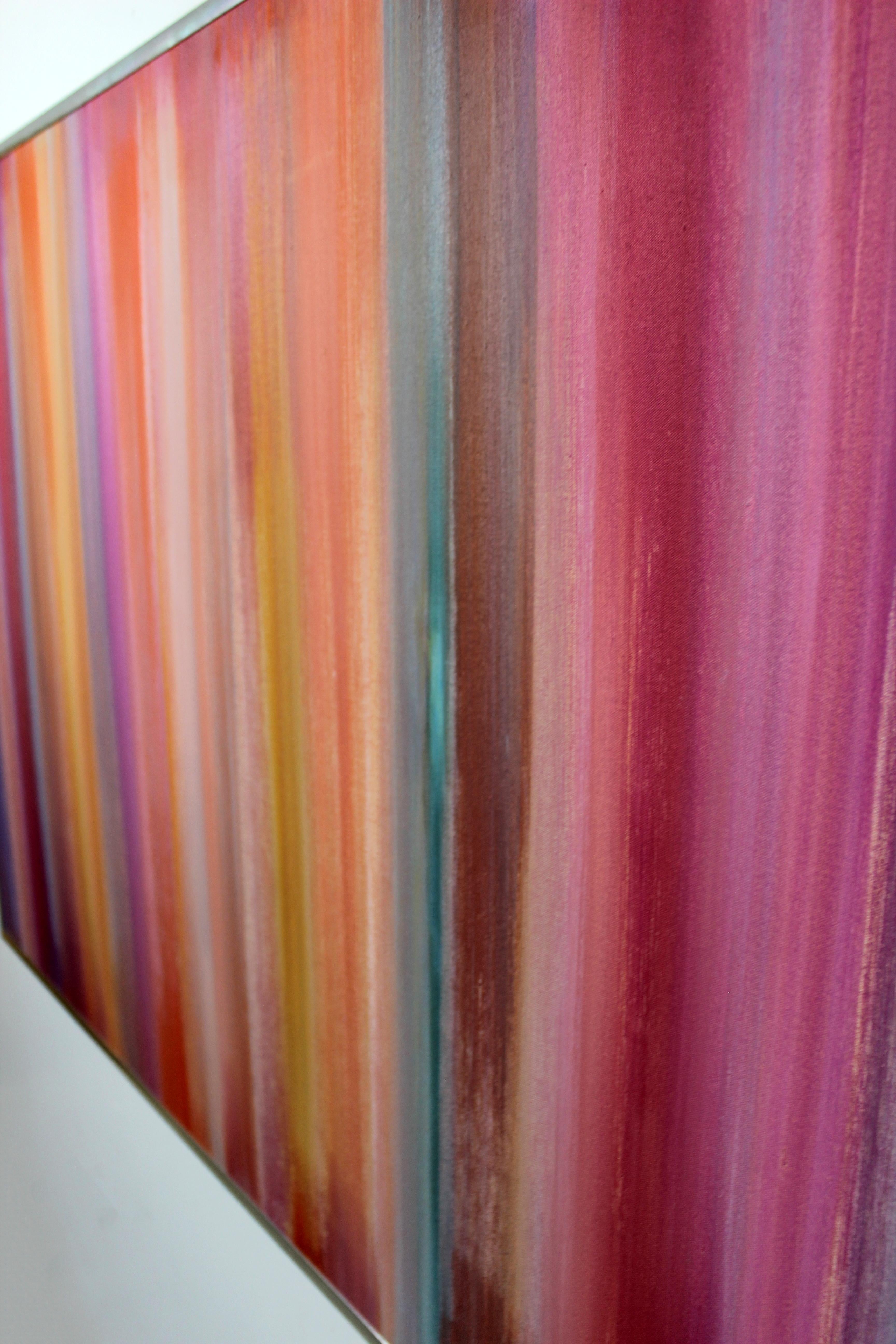 Contemporary Modern Large Framed Irene Simon Gouache Rainbow Painting 1