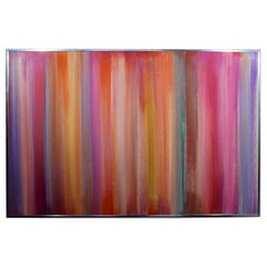 Contemporary Modern Large Framed Irene Simon Gouache Rainbow Painting