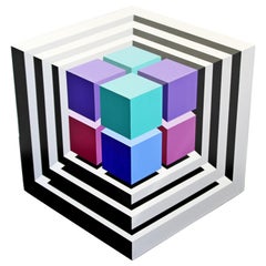 Contemporary Modern Large Pop Op Art Cube Sculpture Signed Frank Grimaldi, 1996