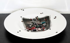 Contemporary Modern Large White Glass Art Bowl Sculpture by David Garcia, 1994