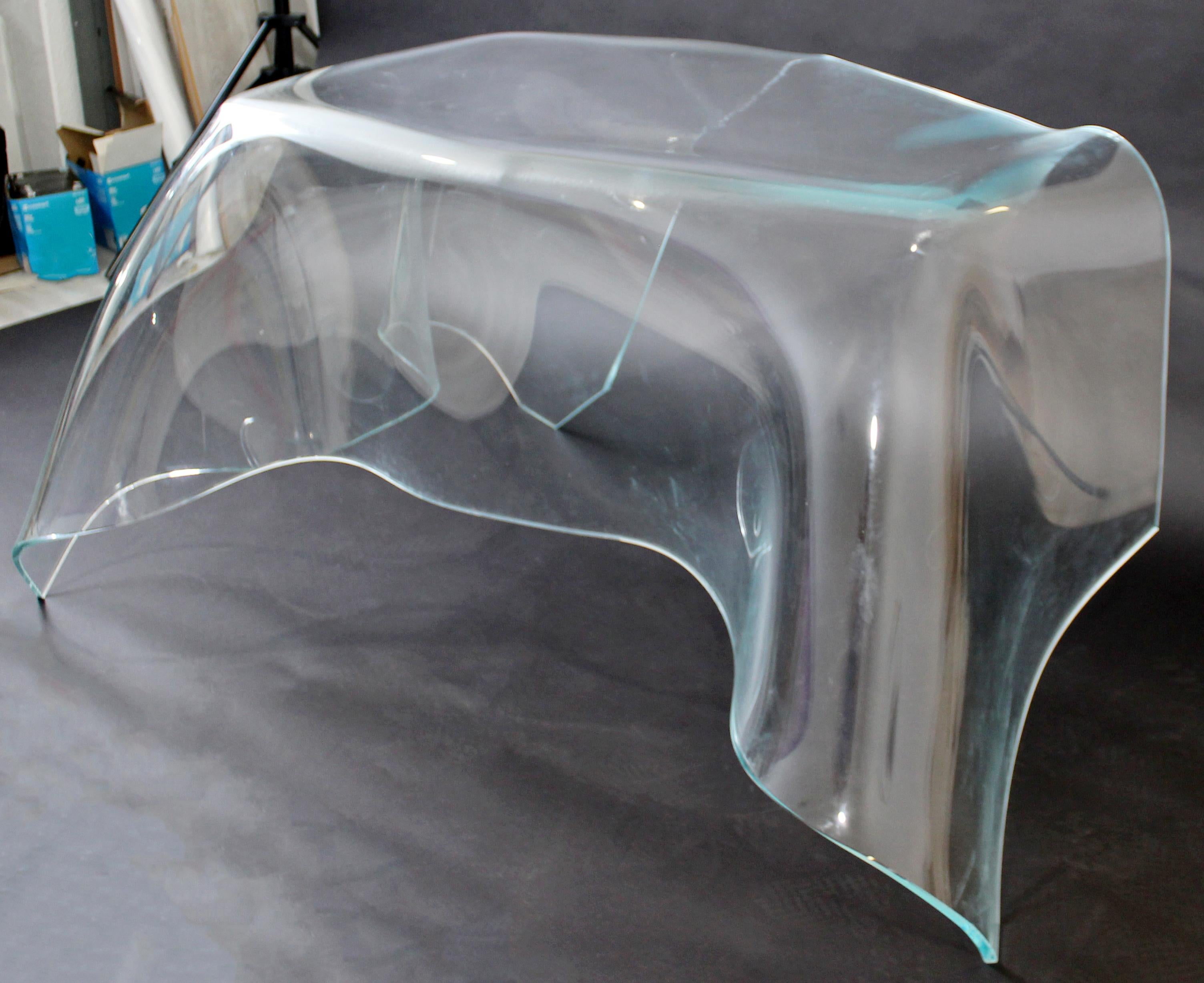 Contemporary Modern Laurel Fyfe Clear Slumped Glass Desk, 1980s In Good Condition In Keego Harbor, MI