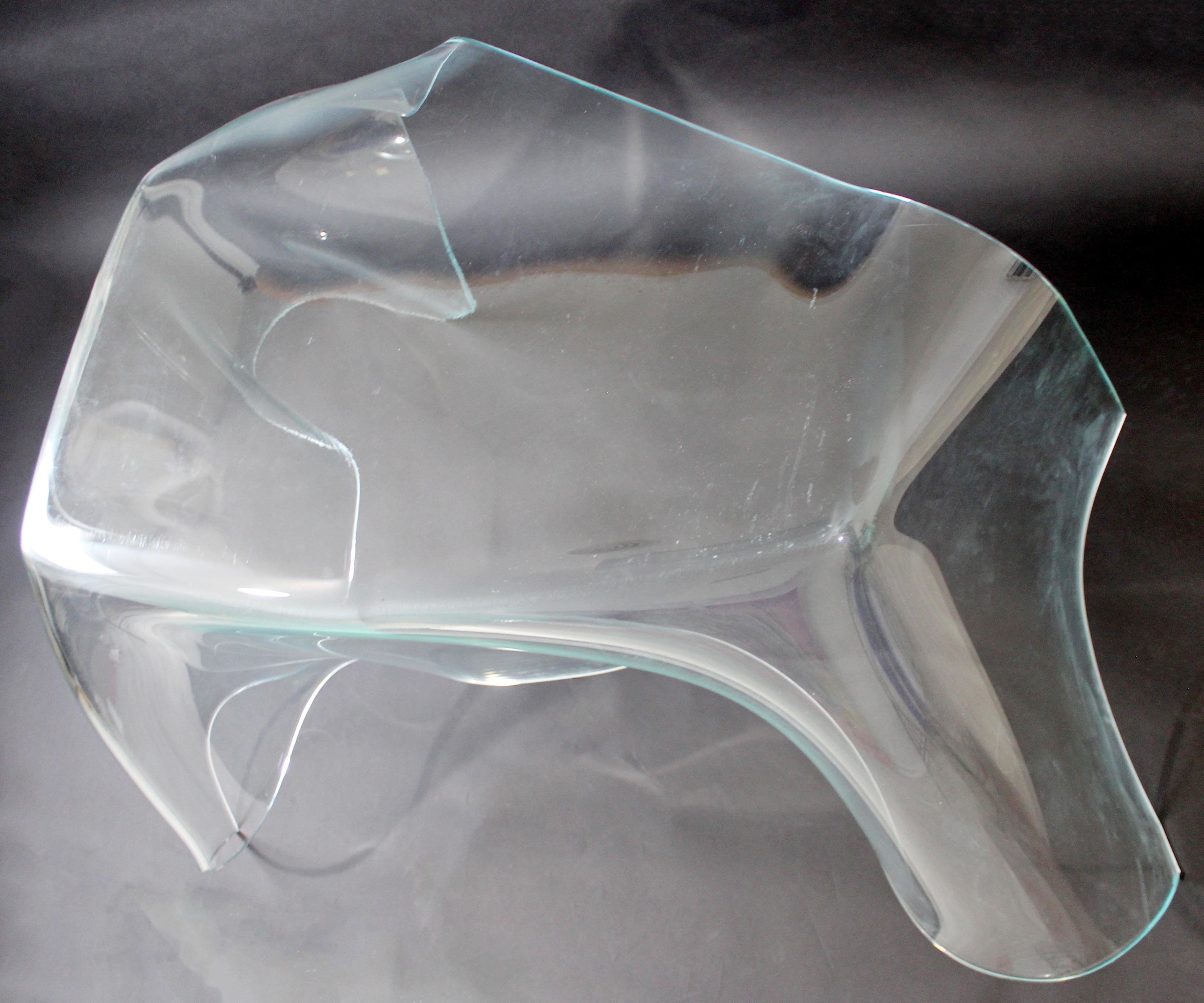 Late 20th Century Contemporary Modern Laurel Fyfe Clear Slumped Glass Desk, 1980s