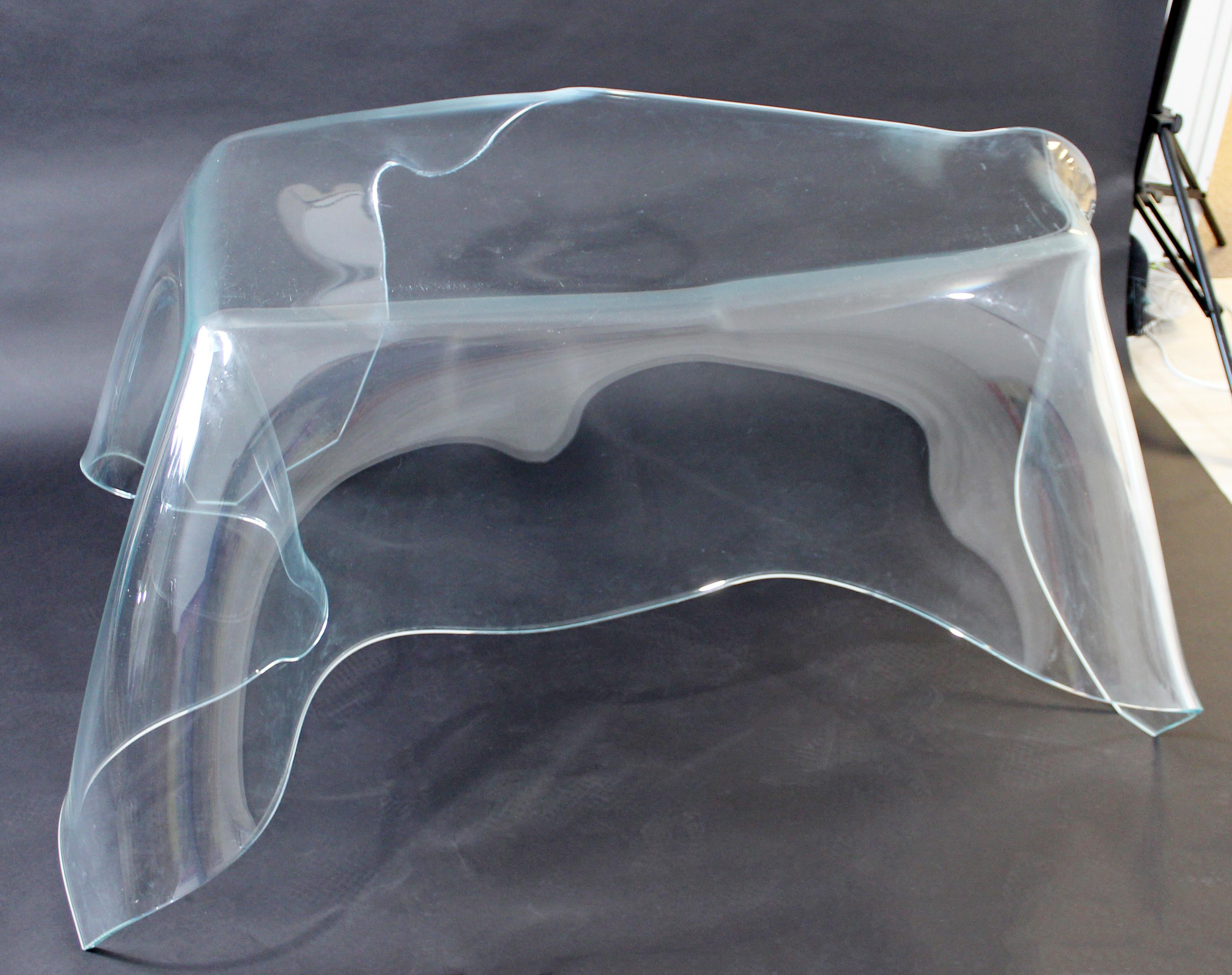 Contemporary Modern Laurel Fyfe Clear Slumped Glass Desk, 1980s 1