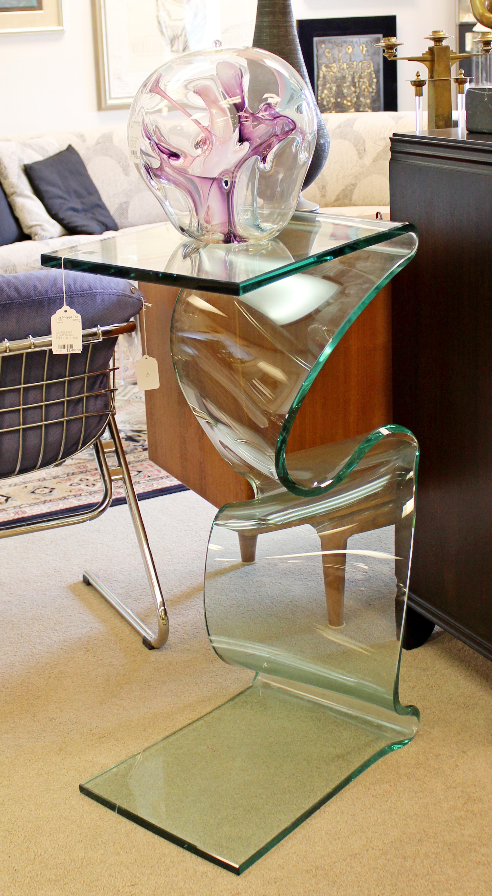 Contemporary Modern Laurel Fyfe Slump Glass Pedestal Display Stand Table, 1980s 2