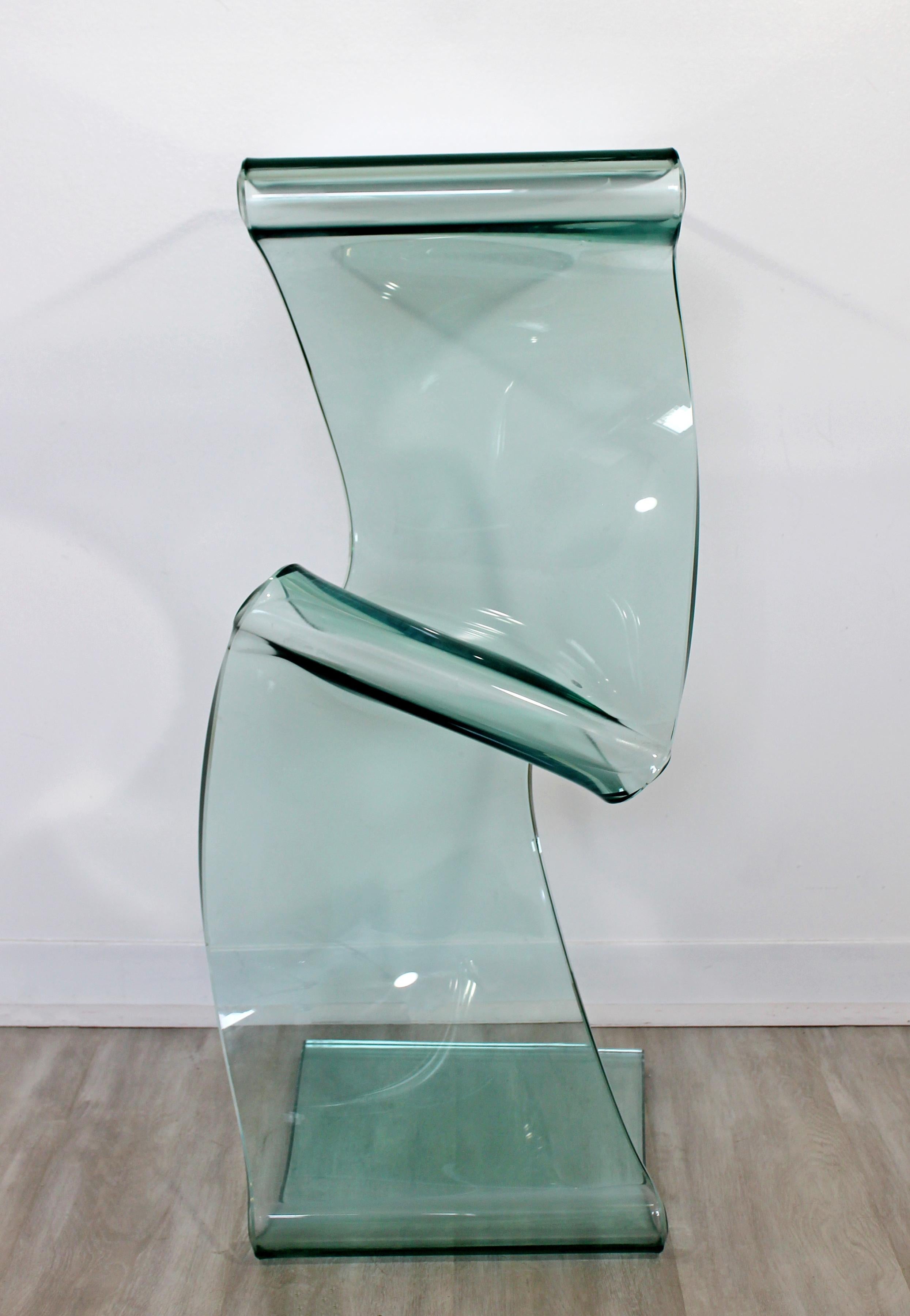 American Contemporary Modern Laurel Fyfe Slump Glass Pedestal Display Stand Table, 1980s