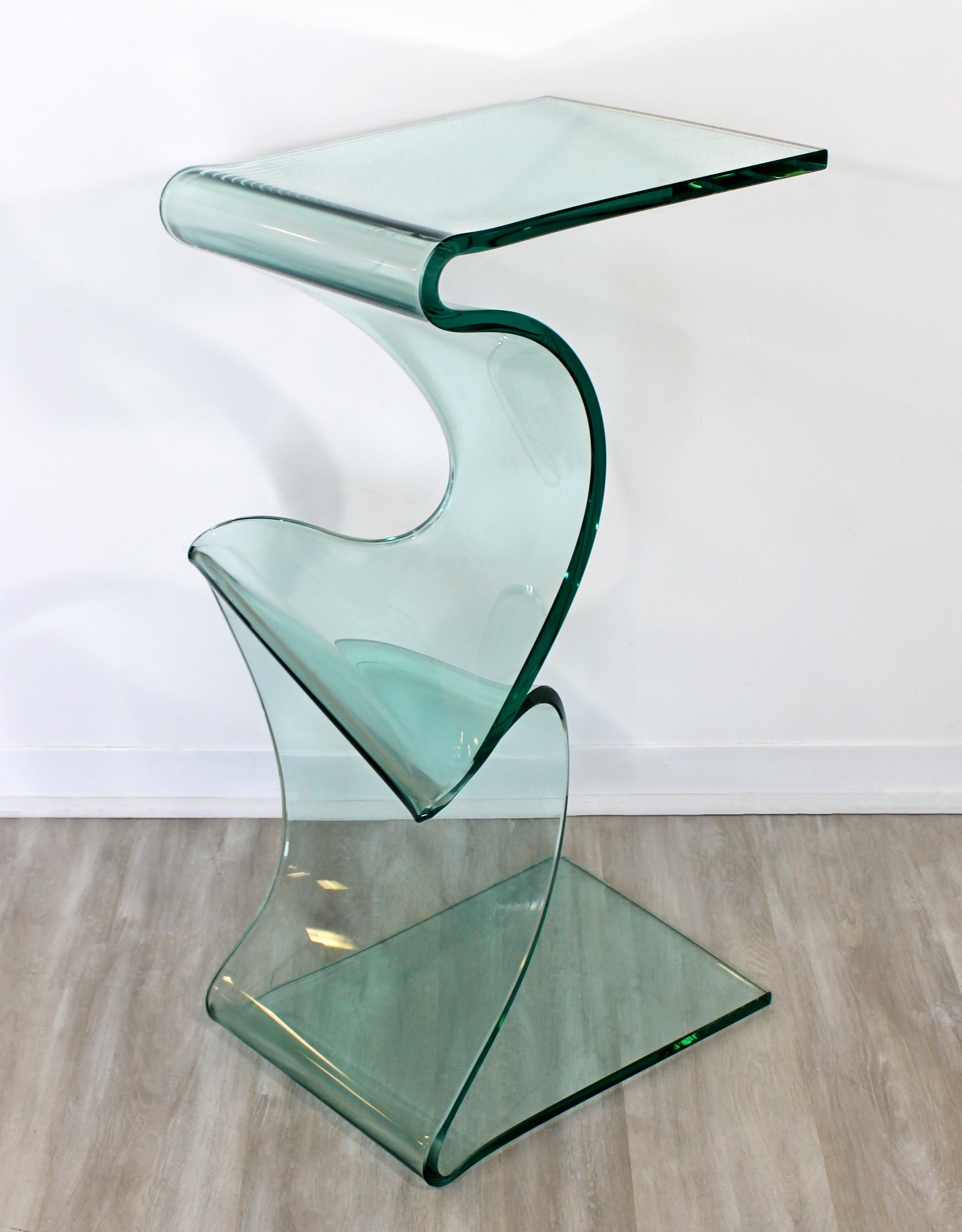 Late 20th Century Contemporary Modern Laurel Fyfe Slump Glass Pedestal Display Stand Table, 1980s