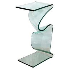 Contemporary Modern Laurel Fyfe Slump Glass Pedestal Display Stand Table, 1980s
