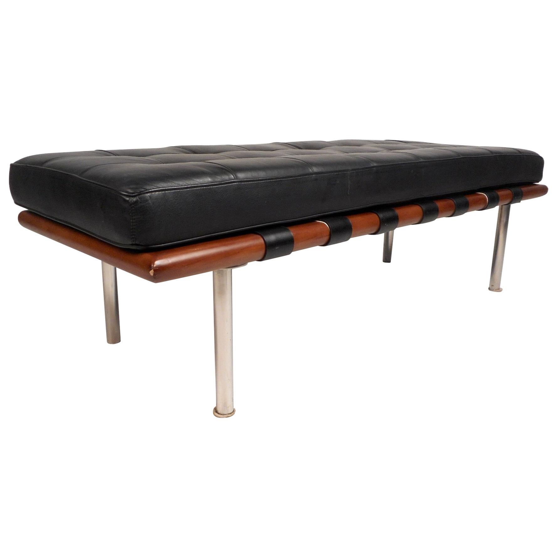 Contemporary Modern Leather Bench