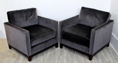 Contemporary Modern Lexington Pair of Large Faux Mohair Cube Lounge Armchairs