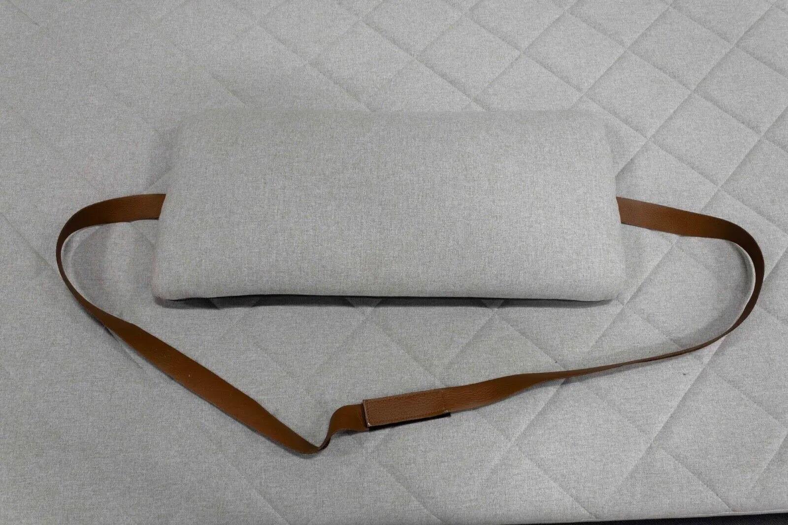 Contemporary Modern Light Grey Daybed with Detachable Pillow with Leather Straps For Sale 4