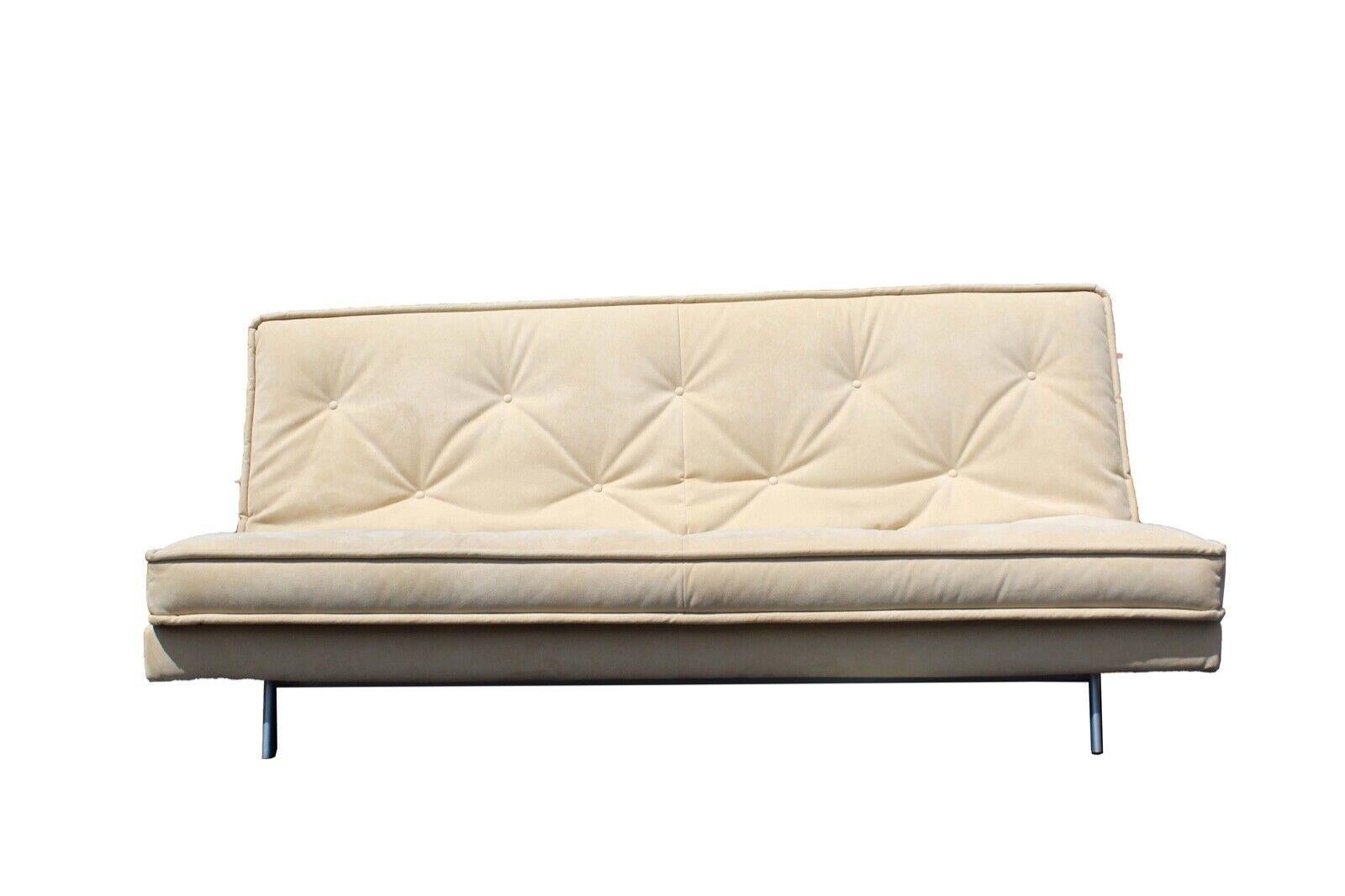 From Le Shoppe too is this beautiful futon sofa bed from Ligne Roset designed by Didier Gomez. It is done in their special microfiber fabric. In good condition. Dimensions: 80