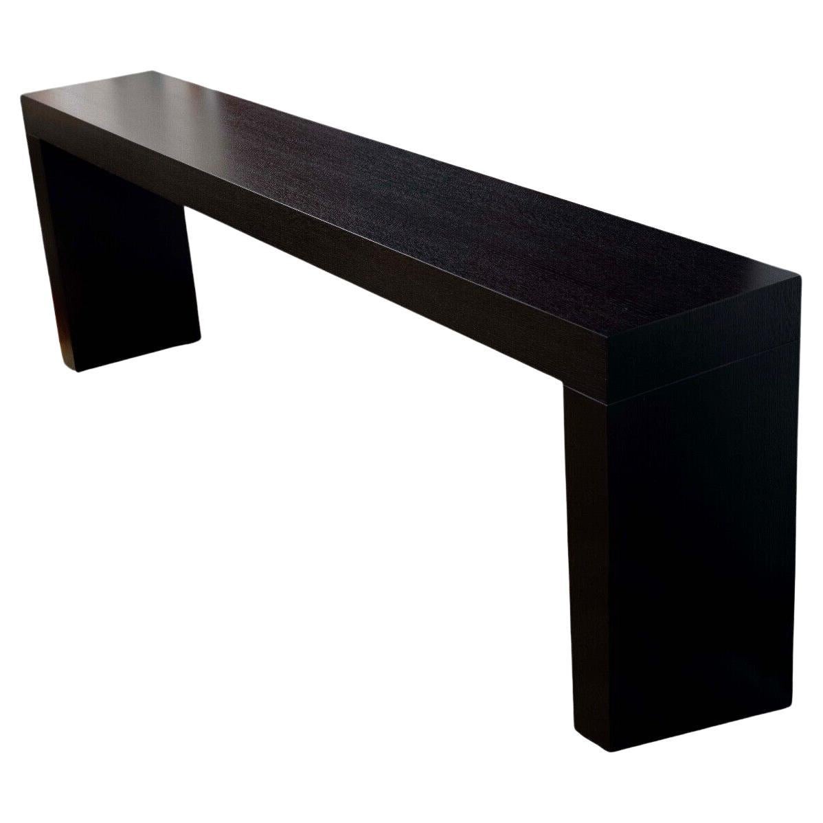 Contemporary Modern Long Ebonized Rectangular Wood Console Table For Sale