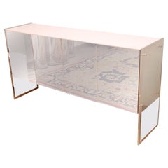 Contemporary Modern Lucite Acrylic Chrome Sideboard Credenza 1980s White Mirror